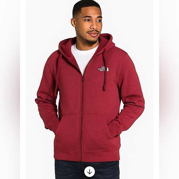 The North Face Men’s Large Red Full Zip Hoodie-fleece lined - Picture 1 of 6